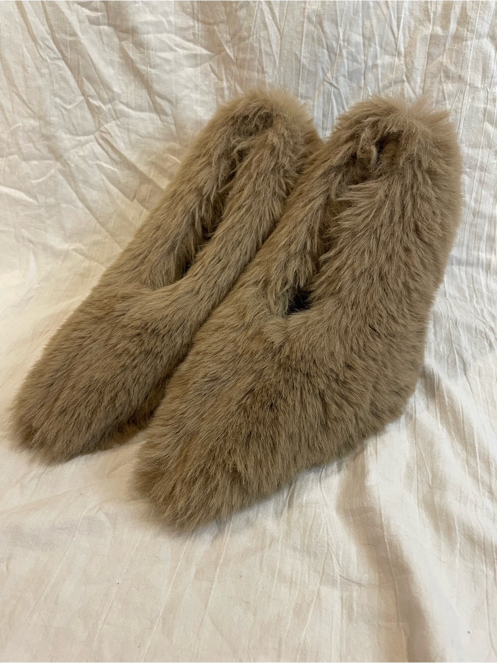 Jeffrey Campbell Faux Fur Wedge Heels Taupe Y2K Indie Sleaze Size 8.5